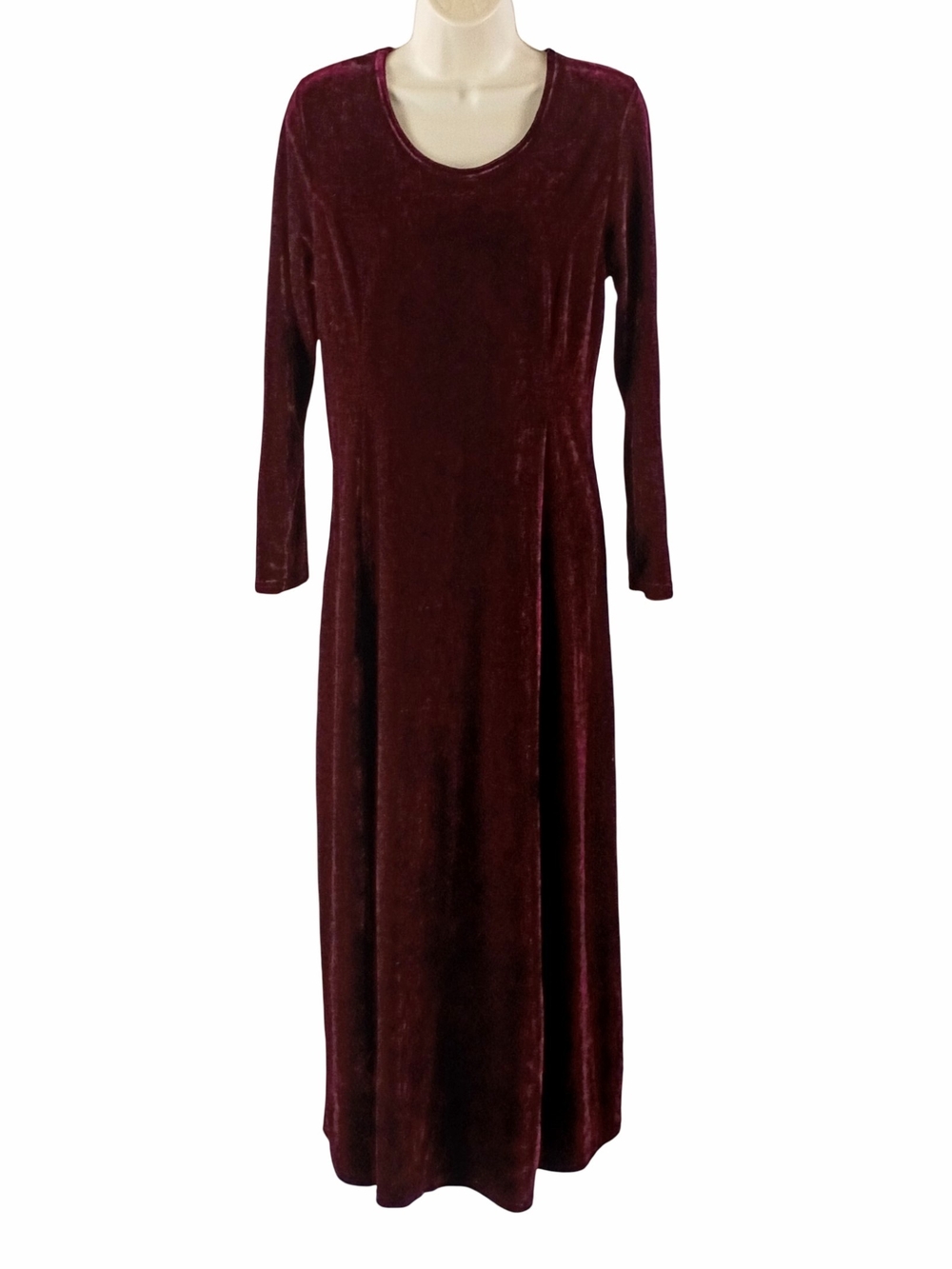 Urban CoCo Long Sleeve Velvet Maxi Dress in Burgundy